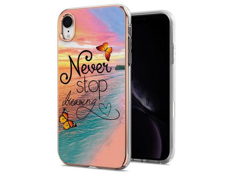 Funda TPU antirriscos por galvanoplastia de mármol nunca pare de sonhar por iPhone XR 6.1