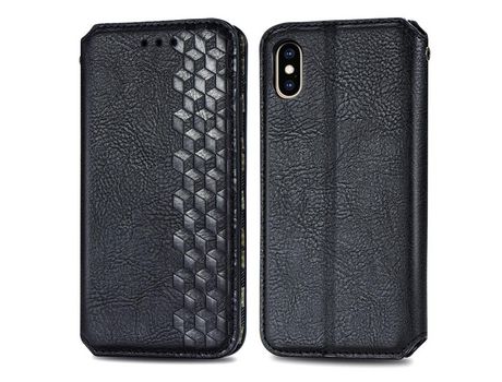 Funda PU patrón de losango negro por iPhone XS Max 6.5