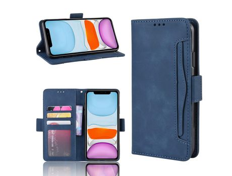 Carcasa PU con varios titulares de tarjeta azul por Apple iPhone 12 Pro 6.1