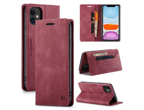 Carcasa PU rfid bloqueando retro mate rojo por Apple iPhone 11 6.1