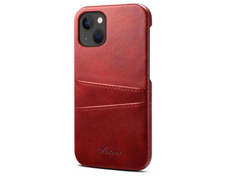 Funda TPU + PU con slots de tarjeta rojo por iPhone 13 6.1