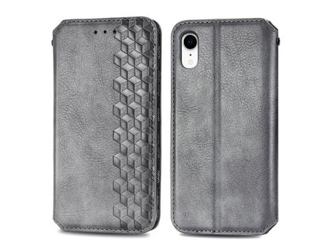 Funda PU patrón de losango con soporte cinza por iPhone XR 6.1