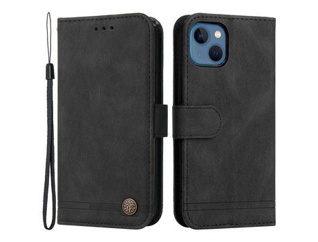 Funda PU + TPU patrón de árbol con suporte negro y bandolera por iPhone 13 6.1