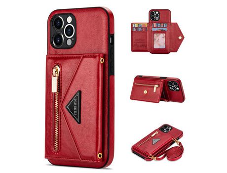 Funda PU N.BEKUS con muleta y tanga rojo por iPhone 12 Pro Max 6.7
