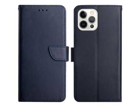 Funda de couro genuino textura napa Cerrar magnético azul por iPhone 12/12 Pro 6.1