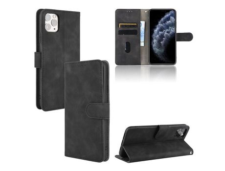 Carcasa PU piel-touch con apoyo negro por Apple iPhone 12 5.4