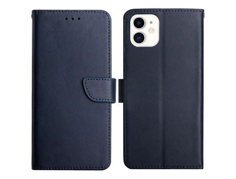 Funda de couro genuino textura de napa azul por iPhone 12 mini 5.4