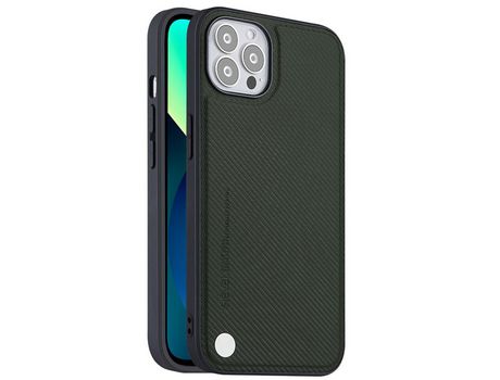 Funda TPU + PU X-LEVEL textura de fibra de carbono antiderrapante verde por iPhone 13 Pro Max 6.7