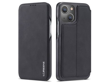 Funda PU LC.IMEEKE estilo retro con suporte y porta-tarjetas negro por iPhone 13 6.1