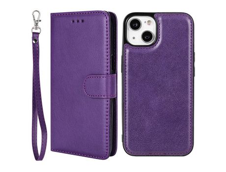 Funda PU + TPU 2 en 1 desmontable con suporte púrpura por iPhone 13 6.1