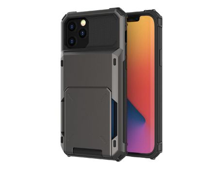 Funda TPU antiqueda porta-tarjetas híbrido negro por iPhone 13 6.1