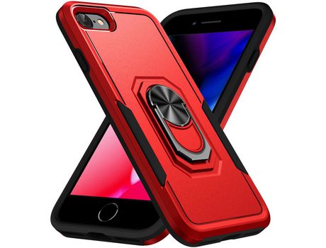 Funda TPU con suporte dobrável rojo/negro por iPhone SE (2022)/SE (2020)/7/8 4.7