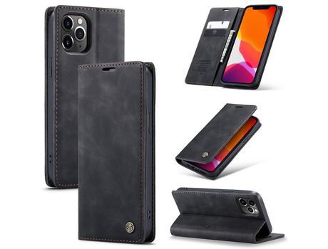Carcasa PU flip auto-absorbido negro por Apple iPhone 12 Pro Max 6.7