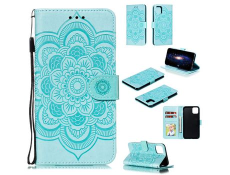 Carcasa PU teste patrón dy flor da mandala do sol verde por Apple iPhone XS Max 6.5 pouces (2019)