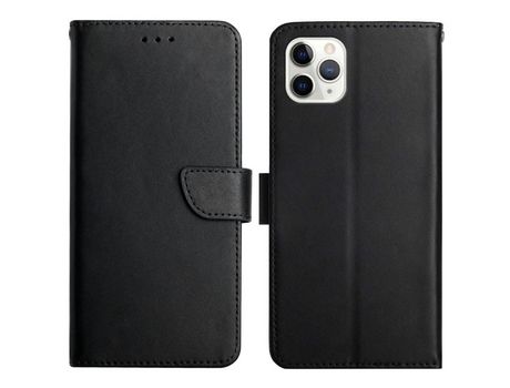 Funda de couro genuino textura de napa negro por iPhone 11 Pro 5.8