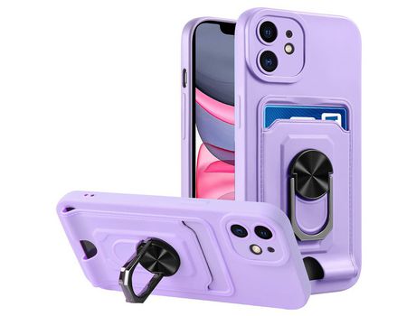 Funda TPU camada dupla con suporte de pontapé rotativo y ranhura por tarjetas púrpura por iPhone 11 6.1