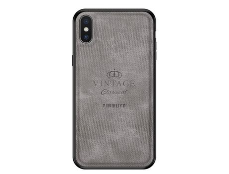 Funda TPU + PU PINWUYO vintage híbrido cinza por iPhone X/XS 5.8