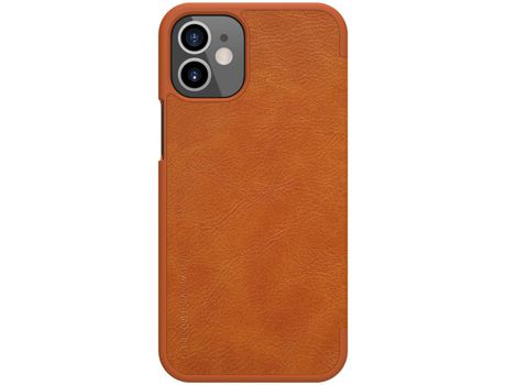 Carcasa TPU + PU con suporte por tarjeta marrom por Apple iPhone 12 5.4