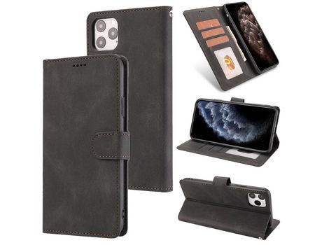 Carcasa PU estilo classico con apoyo negro por Apple iPhone 12 Max/iPhone 12 Pro 6.1