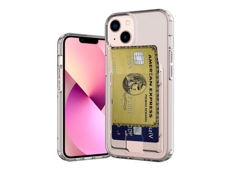 Funda TPU airbag de quatro cantos con suporte por tarjeta transparente negro por iPhone 13 6.1