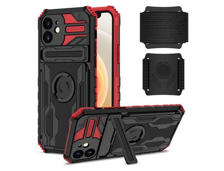 Funda TPU camada dupla con muleta rojo por iPhone 12 6.1