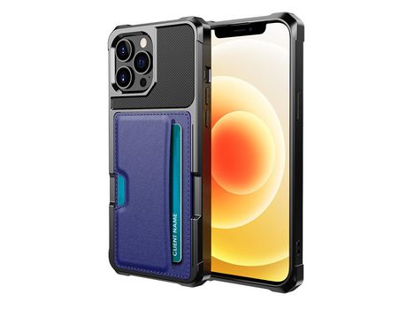Funda TPU + PU porta-tarjetas anti-queda híbrido azul por iPhone 13 Pro 6.1