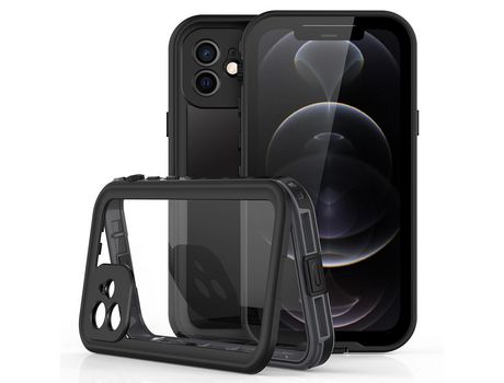 Carcasa TPU cobertura impermeable transparente negro por Apple iPhone 12