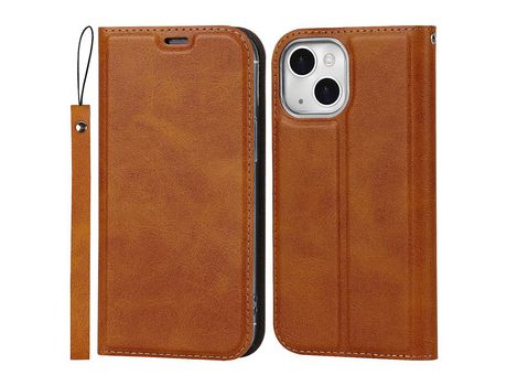 Funda TPU + PU con suporte y suporte de tarjeta marrón por iPhone 13 mini 5.4