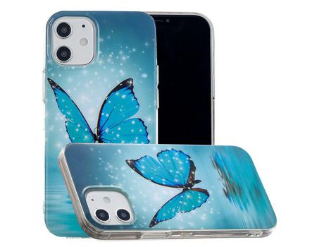 Carcasa TPU con patrón noctilucente polilla azul por Apple iPhone 12 5.4