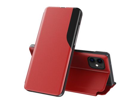 Carcasa PU ventana de visualización con apoyo rojo por Apple iPhone 11 6.1