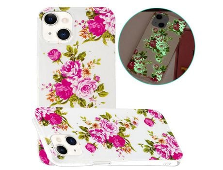 Funda TPU noctilescente anti-choque de rosas por iPhone 13 6.1