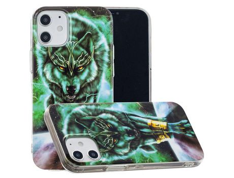 Carcasa TPU con patrón noctilucente Lobo por Apple iPhone 12 Max 6.1