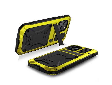 Carcasa y silicona + metal a prueba de choques à prova de poeira à prova d'Agua con muleta amarelo por Apple iPhone 12 Mini