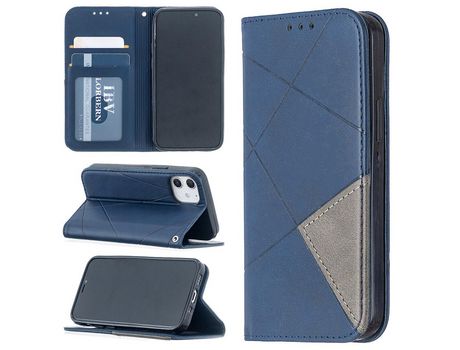 Carcasa PU teste patrón geométrico con suporte y suporte de tarjeta azul por Apple iPhone 12 5.4