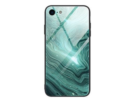 Carcasa TPU híbrido de vidrio de textura de mármol estilo B por Apple iPhone SE (2nd Gen)/8/7