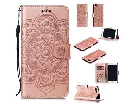 Carcasa PU flor malanda flip con suporte y bandolera rosa por Apple iPhone 8 Plus/7 Plus 4.7 pouces