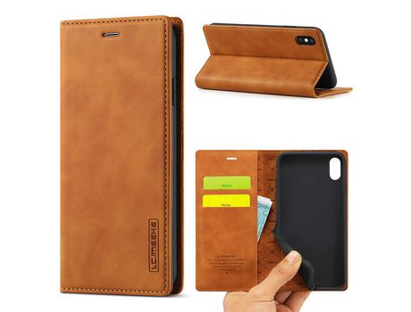 Carcasa PU forte magnético con apoyo marrom por Apple iPhone X/XS