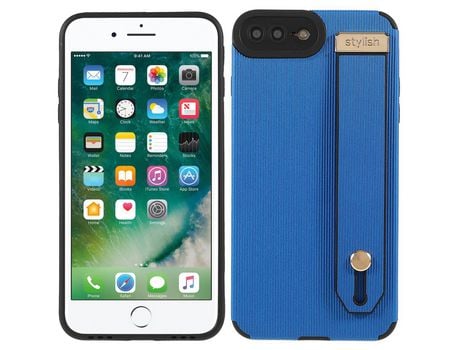 Funda TPU + microfibra a prueba de choques con suporte de pulso azul por iPhone 8 Plus/7 Plus 5.5 inch
