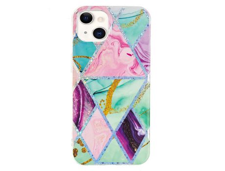 Funda TPU patrón mármol galvanizado losango triangular por iPhone 13 mini 5.4