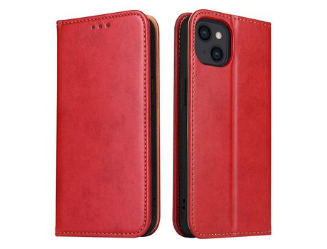 Funda PU + TPU con suporte rojo por iPhone 13