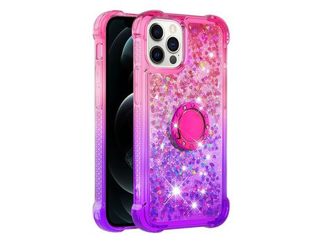 Funda TPU patrón de brilho de areia movediça con muleta Rosa púrpura por iPhone 12/12 Pro 6.1