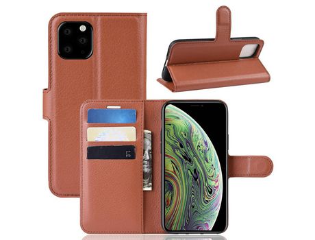Carcasa PU marrom con apoyo por Apple iPhone 5.8 (2019)