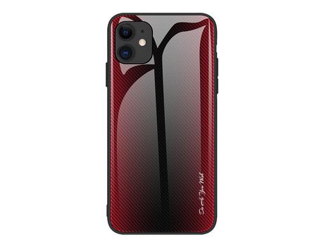 Carcasa TPU combinación de fibra de carbono y textura de vidrio rojo por Apple iPhone 12 Max 6.1 /12 Pro 6.1