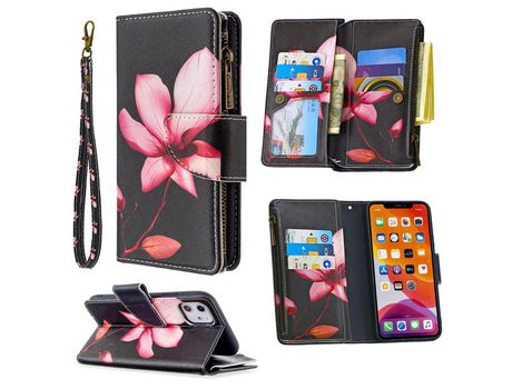 Carcasa PU estante de impresión patrón lótus por Apple iPhone 11 6.1