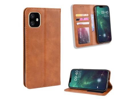 Carcasa PU piel retro con apoyo marrom por Apple iPhone 12 Pro 6.1