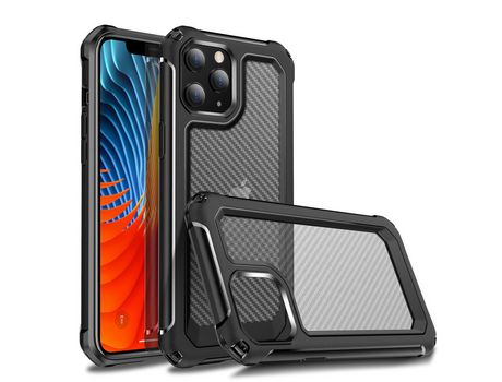 Carcasa TPU combinación de textura de fibra de carbono negro por Apple iPhone 12 Pro Max 6.7