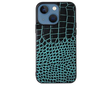 Funda de couro genuino Anti-lágrimas textura de cocodrilo verde por iPhone 13 mini 5.4