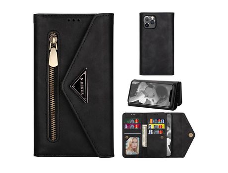 Carcasa PU con estante curto/longo negro por Apple iPhone 12 Pro Max 6.7