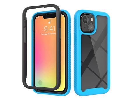 Funda TPU + acrílico moldura híbrida sólida azul bebê/preta por iPhone 13 mini 5.4