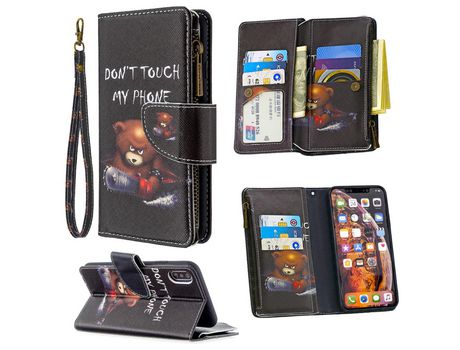 Carcasa PU estante de impresión patrón Llevar feroz por Apple iPhone XS Max 6.5